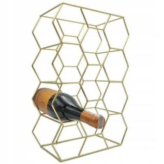 Stojan na víno - Kovový stojan Gold Wine Bookcript pre 11 fliaš