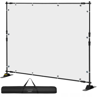 Banner stojí na pozadí. Výstavný nástroj 240x240 cm