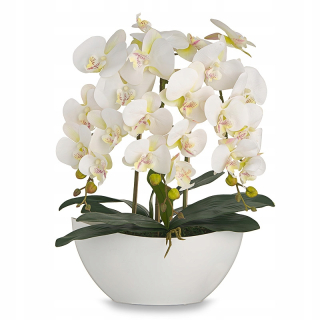 Orchidea umelé silikónové kvetináč biela