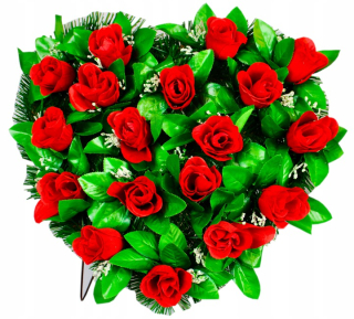 Heart Headdress Big on the Grave Artificial Veniec Roses