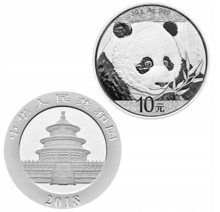 Štýl č. 2018 Čína 30g 1oz ag.lver Panda Silver M