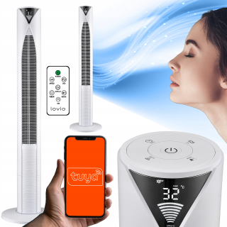 Stĺpový ventilátor LOVIO stĺpový ventilátor AirWave PRO biely podlahový stĺpový ventilátor