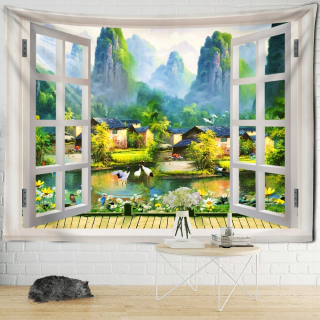 Sunset Seaside Window Landscape Painting Gobestry