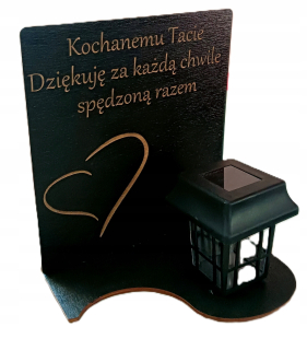 Sviečka, solárny lampáš + gravírovaný podstavec
