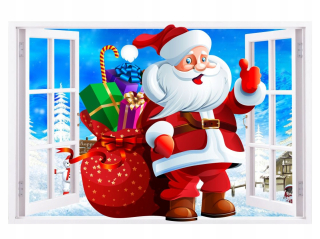 Dekorácia na okno - Vianočné nálepky Wall Window Mikołaj 3d 100 cm