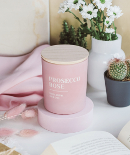 Sójová sviečka Prosecco Rose vosk a knôt