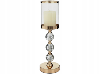 Lampáš, svietník - Glamour Luster Lantern 3 Crystals Luxury Gold
