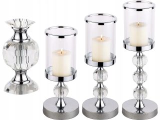 Lampáš, svietník - Luster Glamour Lantern Chrome Crystal KPL 1-2-3