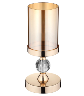 Lampáš, svietník - Glamour Glass Lantern Candle Držiak 1 Crystal. Zlato