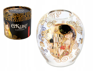 Svietník na stôl - Glass Candlestick - Gustav Klimt the Kiss (Carmani