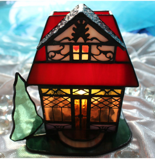 Svietník na stôl - Svietnota pre tealight Glass Mountain Workshop Workshop vitráže 15 cm 1 sviečky