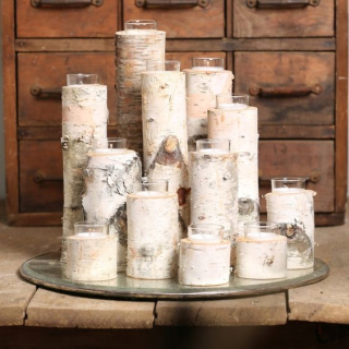 Lampáš, svietník - Candlesticks Ohrievače Birch Mix 5ks