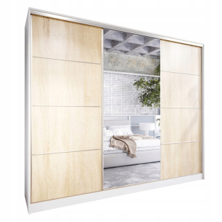 Posuvné šatníky s Elia 270 Biały / Sonoma Mirror