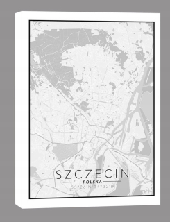 Mapa szczecin čierna a biela - obrázok na plátne
