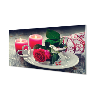 Sklenená fotografia Rose Candles Srdce 140x70 cm