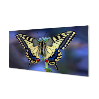Grafická akrylová maľba motýľa na kvetine 140x70 cm