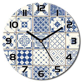 Hodiny - Sklenené hodiny pre Azulejos F30 cm