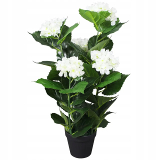Umelá Hydrangea s hrncom, 60 cm, biela farba
