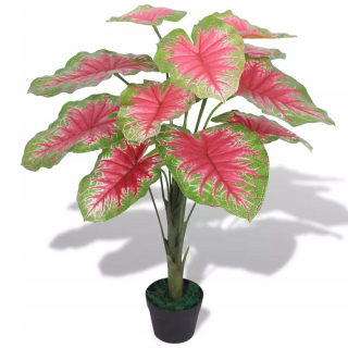 Umelý Caladium s kvetináčmi, 70 cm, farba zelená