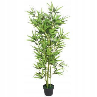 Umelý bambus s kvetináčmi, 120 cm, zelená