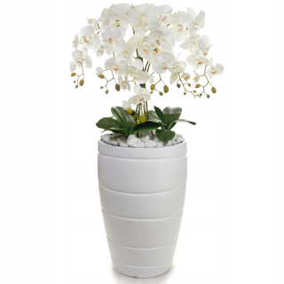 Umelé biele kvety orchideí high pot 120cm