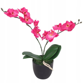 Umelá orchidea s kvetináčmi, 30 cm, červená