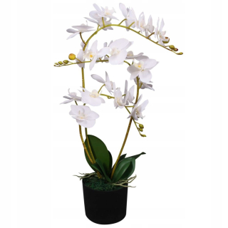 Umelá orchidea s kvetináčmi, 65 cm, biela