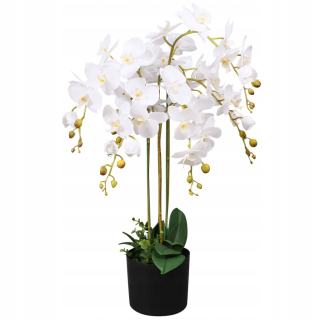 Umelá orchidea s črepníkom, 75 cm, biela