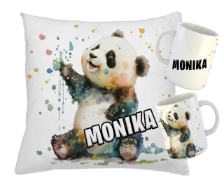 Gadget - Set PANDA HRNČEK + VANKÚŠ, RÔZNE VZORY + MENO