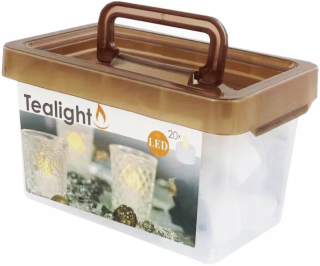 Svietník na stôl - 20x Tealight v krabici +batérie LED žiarovka Vložka