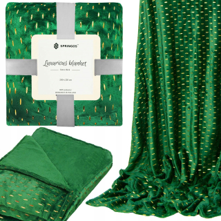 Prikrývka - Polyesterová deka Springos 200 cm x 220 cm odtiene zelenej, zlatej
