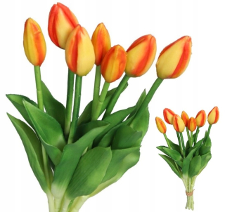 Umelé kvety,ovocie - TULIPSY TULIPSY KYTICE GUMA POTAHOVANA SILIKON AKO LIVE 7KS
