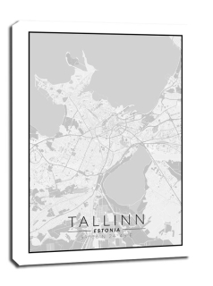 Tallinn mapa čiernobiela - obrázok na plátne