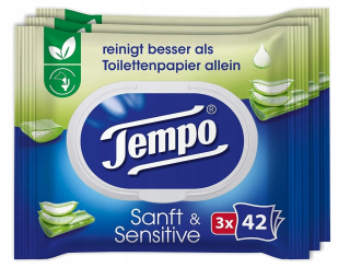 Toaletný papier - Tempo, zvlhčovaný toaletný papier, kusy 3x42