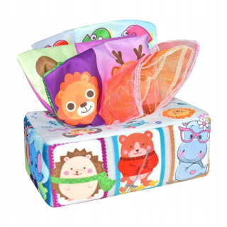 Montessori hračky Crinkle Tissue Box