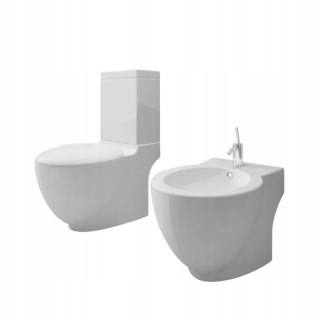 WC doska - Keramická toaleta s bidetom, biela