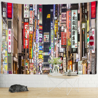 Tokio Night View Tapestry Psychedelic Witchcraft B