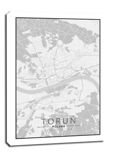 Toruń mapa čiernobiela - obrázok na plátne