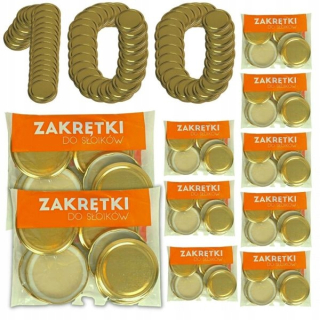 Uzávery na zaváracie poháre Fi 82mm, veľké zlaté, 100 kusov