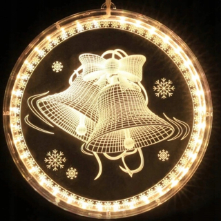 VIANOČNÁ VITRÁŽ 3D LED LAMPA OKENNÝ ZVON