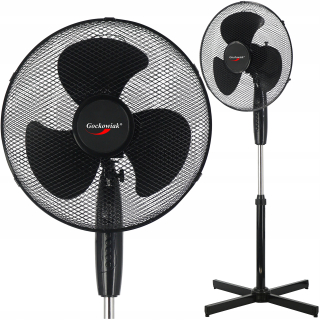 STOJAJÚCI VENTILÁTOR PODLAHOVÝ VENTILÁTOR ČIERNY VÝKONNÝ TICHÝ VEĽKÝ 3 REŽIMY 40 cm