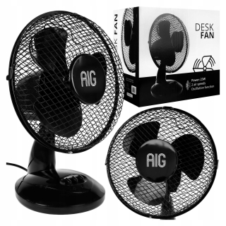 VENTILÁTOR VENTILÁTOR ČIERNY STOLOVÝ STÔL TICHÝ A VÝKONNÝ 27 CM