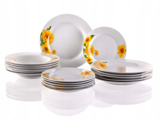 Porcelán, servis - Banketová večera, žlté slnečnice, 18 ks.