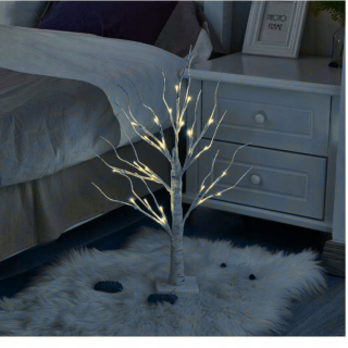 OZDOBNÝ VIANOČNÝ STROMČEK, SVIETIACA LED BREZA, 60 cm, SVIETIDLÁ STUDENÁ BIELE