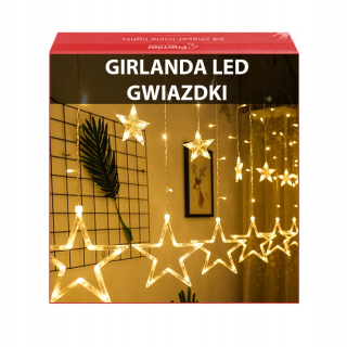 LED VIANOČNÉ HVIEZDY ZÁVESNÉ GARLANDY VIANOČNÉ SVETLÁ LED ZÁCLONA