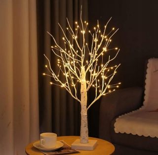 OZDOBNÝ VIANOČNÝ STROMČEK, SVIETIACA LED BREZA, 50 cm, TEPLÉ BIELE LAMPY