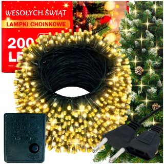 200 LED svietidiel 16 m so zeleným programátorom