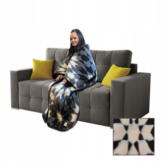 Prikrývka - ALWERO vlnená deka 150 cm x 170 cm biela, čierna