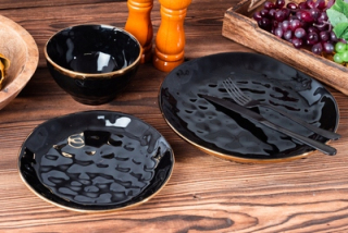 Porcelán, servis - Giardino black&gold jedálenský servis 18 ks.