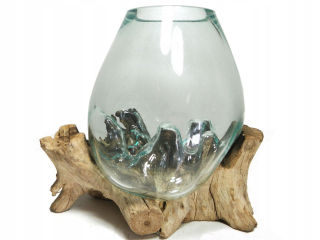 Figúrka, soška - Váza Sculpture GLASS on Root Forest Dekor v skle